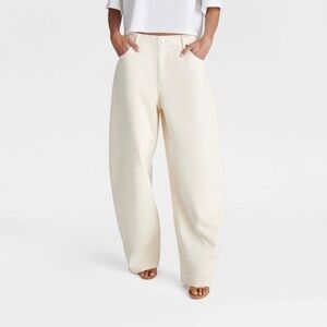 KBB by Kahlana Women Mid-Rise Barrel Leg Jean Cream 00,0,2,4,6,8,10,14, 16,18,22